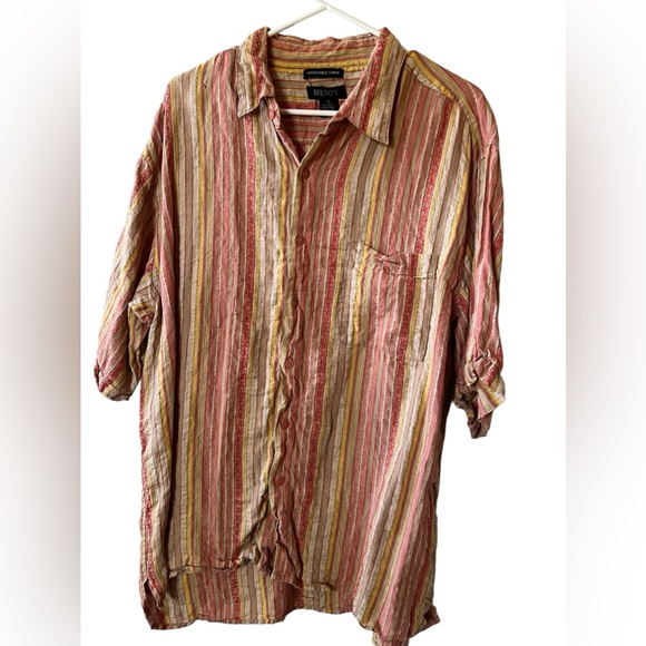 BRUNO Linen Short Sleeve Button Up Washable Linen VTG - Picture 3 of 6